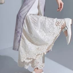 Non- Static Embroidered Lace Base Pant High Waist Long Pants Polyester Cotton Blend Comfortable Stretchy Skirt