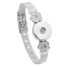 Wholesale 18mm Snap Bracelets High Quality Metal Silver Color Snap Button Bracelet Bangle Adjustable Chain Bracelets