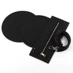 1Set PU Leather Knitting Crochet Bag Bottom Handbag Shoulder Strap Handmade Patchwork Handle Bag Material for Women DIY Bag