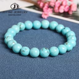 JD Natural White Howlite Turquoise Stone Bead Bracelets Women Fashion Simple Couple Distance Stretch Bangles Charm Wrist Jewelry