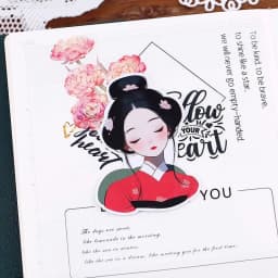 16pcs  Decorative DIY Stickers for Children, Cute Ancient Girls for Journaling and Scrapbooking, Chinese Style Art Material
