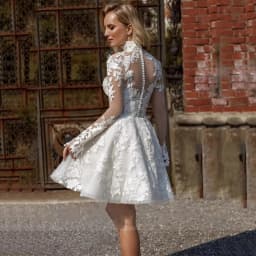 Customized Short Wedding Dresses Lace Tulle Strapless High Neck A Line Formal Party Bride Gowns Women Bridal Dress