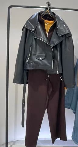 Guobioziy 2026 Fall New Arrival Women's Jacket Black Long-Sleeve Faux Leather Zipper Biker Jacket Parka Stylish and Trendy