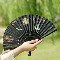 Retro Flower Pattern Home Decoration Elegent Bamboo Folding Fan Chinese Style Painting Handheld Fan Dance Performance Props