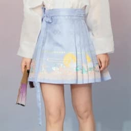 Chinese Style Improved Ming Dynasty Exquisite Printed Horse-face Skirt Women High Waist All-match Pleated Mini Horse-face Skirt