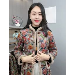 Thickened Fleece Winter New Style Women's Cotton Jacket Floral Warm Fashionable Coat Lady's Winter Outerwear Cotton Padded Coat