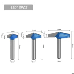 LAVIE Set 1/4 6mm Shank 60 90 120 150 Degree V Type Slotting Cutter Bit CNC Engraving Solid Router Bit Carbide Milling Cutter