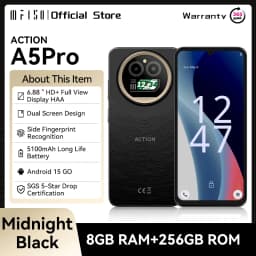 IIIF150 Action A5Pro Phone Android 15 Go Smartphone 12GB RAM 256GB ROM 6.8inch HD+ HAA Display Dual Screen Design 5100mAh Batter