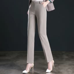 2025 Spring Fall Black Elegant Career Formal Suit Pants Women, Khaki Straight High Waist Loose Women's Work Trousers/cargo Pants