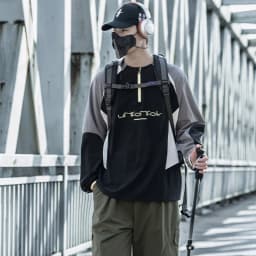 Contrast Color Design Quick Dry Half-zipper Cycling Hoodies Summer Man High Street Outdoor Tactical Long Sleeve Tops