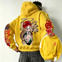 Naruto Gaara 2026 Spring and Autumn New Cartoon Anime Harajuku Y2K Street Fashion Couple Hooded Sweatshirt