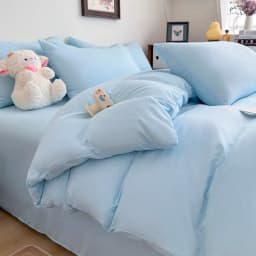 Ins Style Solid Color Duvet Cover Set Washed Cotton Bedclothes Comforter Cover Pillowcase Soft Bedding Sets Quilt Covers 220x240