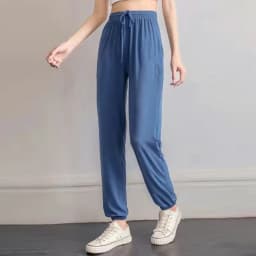 Ice Silk Summer Thin New Loose Cuffed Black Sports Lantern Pants Women's Anti-Mosquito Lightweight Comfortable Casual Trousers