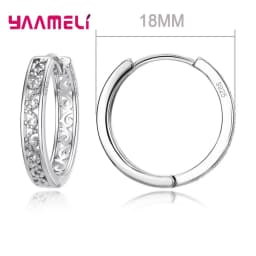 100% Real 925 Sterling Silver Earrings Statement Heart Star Square Round Geometric Hoop Flexible Earwire Leverback Women Jewelry