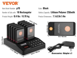 SucceBuy Restaurant Pager System Wireless Range Lineup Waiting Queue Signal Guest Customer Calling Beepers w/Vibration &Flashing