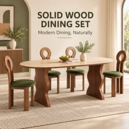 French Mid Century Oval Travertine Stone Dining Table, Solid Wood Base Small Household Dining Table Set for Living Room