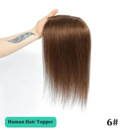 10-18 Inches Hair Topper with Clips 100% Remy Human Hair Toppers For Thin Hair Natural Color Clip In One Piece Hair Extensions