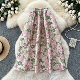 Chic Vintage Elegant jacquard slim High Waist Straight Skirt Korean Streetwear Autumn women clothing