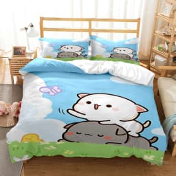 Cute Bubu Dudu Cartoon Bear Panda Duvet Cover Kawaii Bedding Sets Soft Quilt Cover and Pillowcases Single/Double/Queen/King Kids