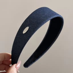Sweet and Cool Denim Silver Small Round Label Light Blue Thin Headband Women's Daily New Retro Niche Advanced Face Wash Headband
