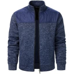Men's Patchwork Sweatshirts Stand Collar Jacket Slim Fit Cardigan Streetwear Sportswear Casual Zip Up Coat Outdoor Tracksuit Men