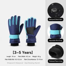 Kids Winter Ski Gloves Waterproof Windproof Children Snow Gloves for Boys Girls Warm Fleece Lining Sports Finger Gloves 3-15Y
