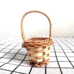 1/12 Dollhouse Woven Bread Basket Shopping Basket Straw Handbags Dollhouse Weaving Beach Bag For Dolls Miniature Decoration