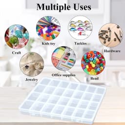 Plastic Organizer Box Storage Container Jewelry Box with Adjustable Dividers for Beads Art DIY Crafts Jewelry Fishing Tackles