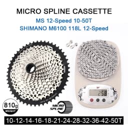 SUNSHINE 12 Speed MS Cassette 10-50T/52T MTB Micro Spline K7 12V Shimano M6100 118 Links Chain for M8100 M9000 M9100 Sprocket