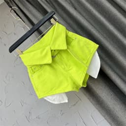 Korean Design High Waisted Wide Leg A-line Shorts Green Denim Hot Pants for Women Jeans