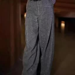 High-end Gray Woolen Suit Pants Women's 2024 Winter New European Design Fine Flash High Waist Versatile Trousers