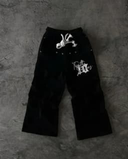 Pink Double Layer Sweatpants Y2K Mens Womens Gothic Hip Hop Letter Patch Retro Baggy Pants Casual Elastic Waist Jogging Pants