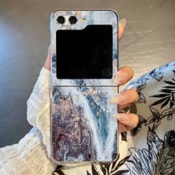 Marble Pattern Transparent Phone Case For Samsung Galaxy Z Flip 6 5 4 3 Clear Hard Folding Cover For Samsung Z Flip6 Flip5 Flip4