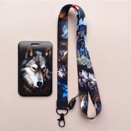 Wolves Pattern Animal Lanyard ID Badge Card Holder Office Worker Cardholder Cover Credit Card Case Card Protector Christmas Gift