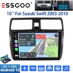 ESSGOO 10" 2DIN Android 13 Carplay Car Stereo Radio For Suzuki Swift 2003-2010 GPS Navigation FM WiFi BT RDS Multimedia Player 