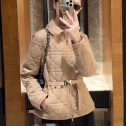 Lightweight Cotton Jacket Women's Spring Autumn Diamond Patterned Frock Coat Slim Fit Quilted Top High-End Feel