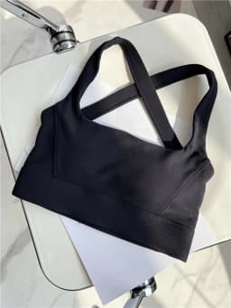 Criss Cross Sports Bra Medium Support Brushed Gym Fitness Workout Push Up Bra with Removable Padding