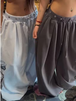 Retro Loose Fit Dance Wide Leg Pants Drawstring Rivet Casual Loose Draping Breathable High Waist Straight Cut Daily Wear