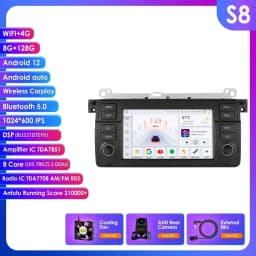 8+128G AI Voice Car Android Auto Radio for BMW E46 M3 318 320 325 330 335 Carplay 4G LTE Multimedia Player GPS Autoradio RDS SWC