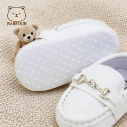 0-18 Months Baby Loafers with Metal Chain Decoration, Slip-On Soft-Soled Toddler Shoes for Boys and Girls