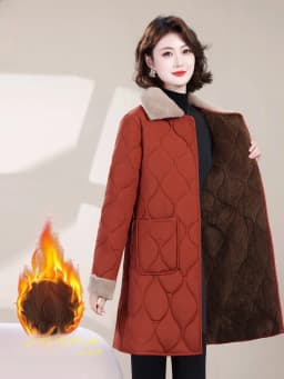 Thickened Fleece Cotton Jacket Coat for Mom Winter New Arrival 2025 Mid-Length Warmth Women's Fashion Outerwear Coat