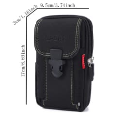 Durable Canvas Phone Waist Pouch, Buckle Closure Belt Holster, Multi‑Layer Utility Waist Bag for Hiking Travel Daily Carry