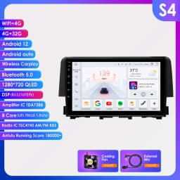 Hizpo Android 13 Stereo For Honda Civic 10th 2016 2017 2018 2019 2020 Car Radio Multimedia Video Player GPS Carplay Head Unit BT