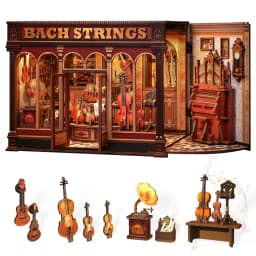 Original CUTEBEE 22cm Book Nook Kit DIY Miniature House Coffee Shop Dollhouse Book Nook Kit 3D Wooden Puzzles for Adults Corner Coffee Shop Booknook Tiny House Bookshelf Decor 3D Wooden Puzzle for Adults DIY Hbby Craft Gift book fans gift christmas decort