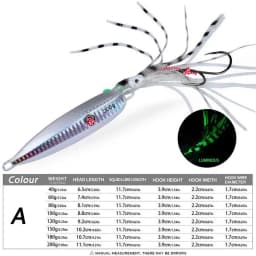 1PC Slow Pitch Jigging Lure Dual Hook Glow-in-the-Dark Slow Jig Fishing Bait 60g-180g 200g For Offshore Saltwater Boat Fishing