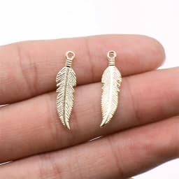 40pcs Antique Bronze Silver Color Pendants DIY Crafts Making Findings Handmade Jewelry Small Feather Charms For Jewelry Making