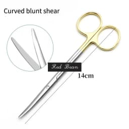 Gold Handle Blunt Tissue Scissors Peel Skin Scissors Nose Peel Blunt Scissors Round Head Serrated Nasal Surgery Tools