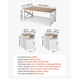 SucceBuy Coffee Tables Sets Living Room Table with End Side Table Coffee and End Tables Sets with Metal Legs for Living Room