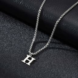 Vnox Simple A-Z Letter Necklace for Men, Waterproof Stainless Steel 26 Letters Pendant Necklace,Men’s Minimal Initial Necklace