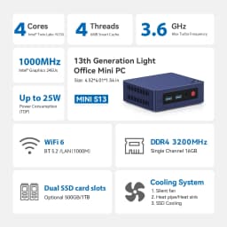 Beelink Mini S13 Intel Processor Twin Lake-N150 Mini PC 16G 500G 3200Mhz DDR4 Mini S13 Desktop Computer
